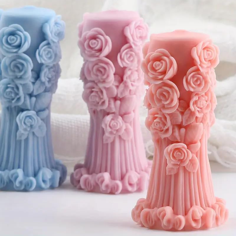 GB214 Floral Pillar Candle Mold