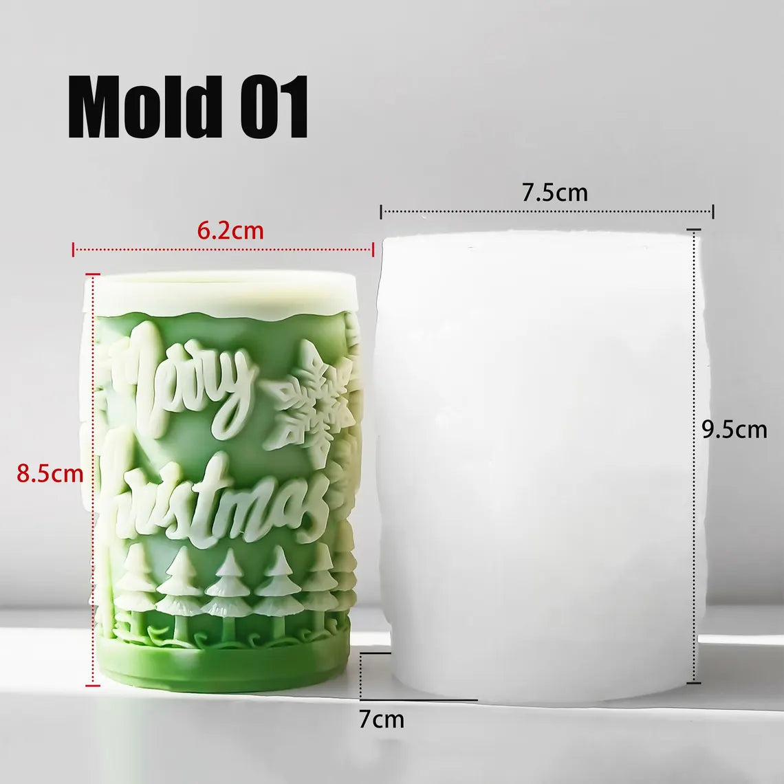 GB221 Merry Christmas Pillar Mold
