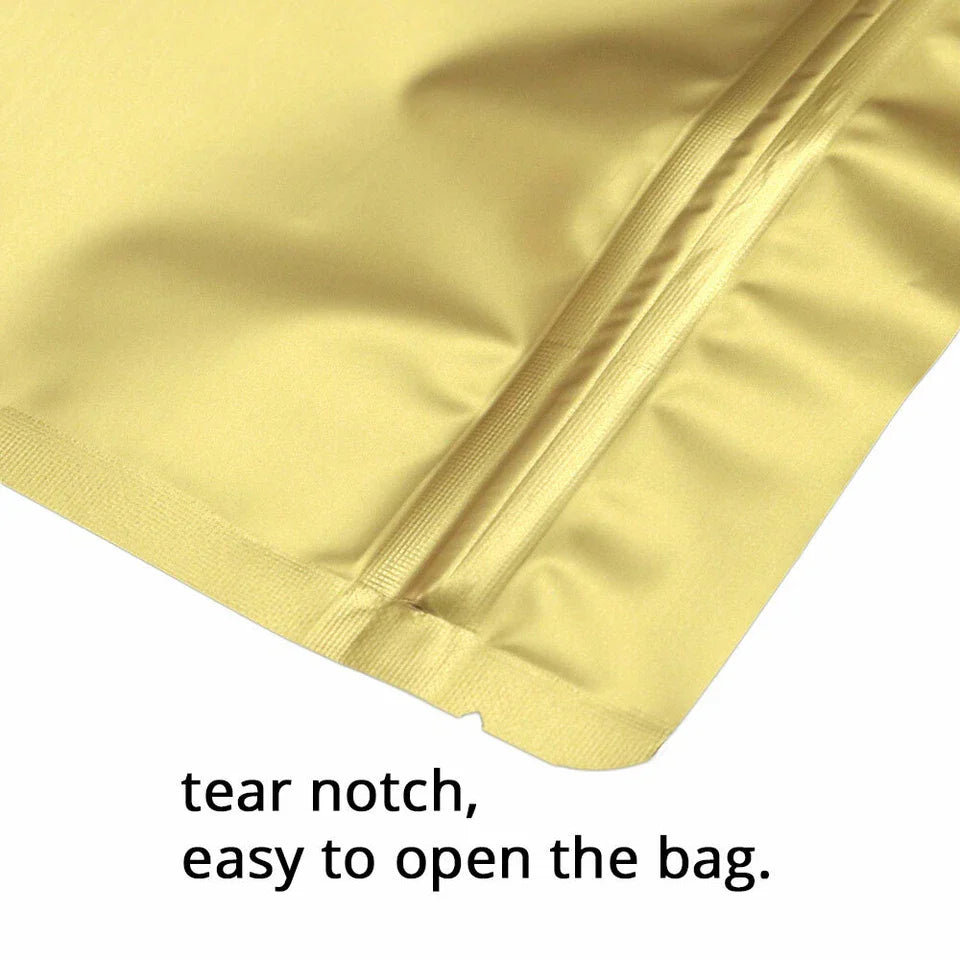 PI011Ziplock Gold Pouch (100 gm) Size : 6 x 4 (Pack Of 100)