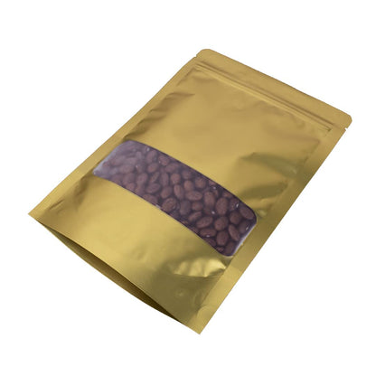 PI011Ziplock Gold Pouch (100 gm) Size : 6 x 4  (Pack Of 100)