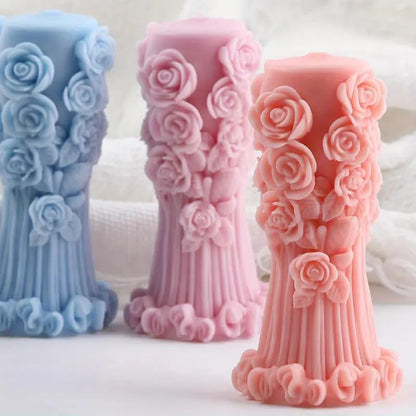 GB214 Floral Pillar Candle Mold