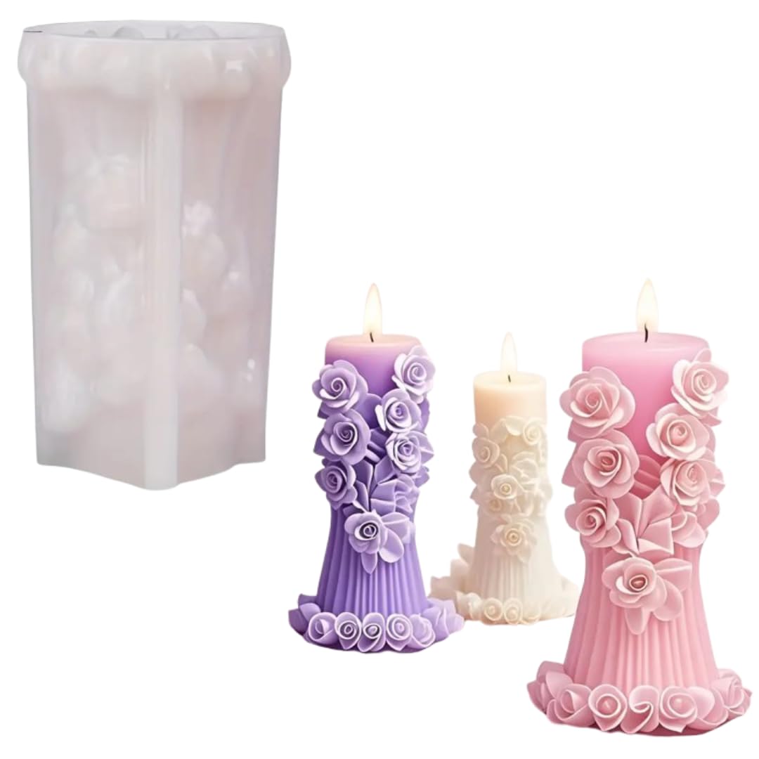 GB214 Floral Pillar Candle Mold