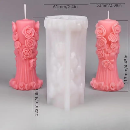 GB214 Floral Pillar Candle Mold