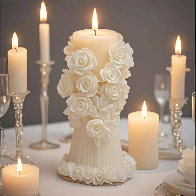 GB214 Floral Pillar Candle Mold