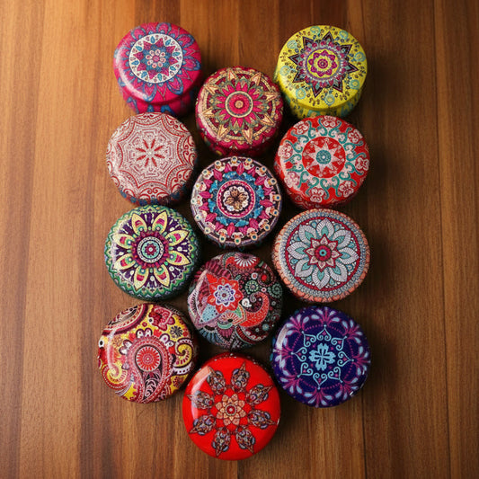 PI024 Mandala Tin jars (140ml) (Set of 6)