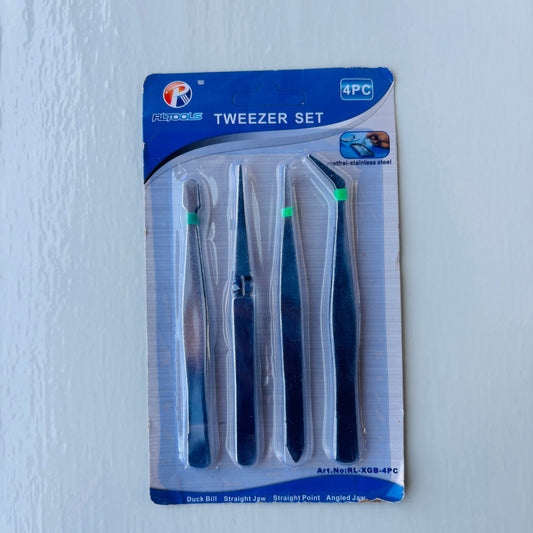 4-Piece Stainless Steel Tweezer Set (Pack Of 10)