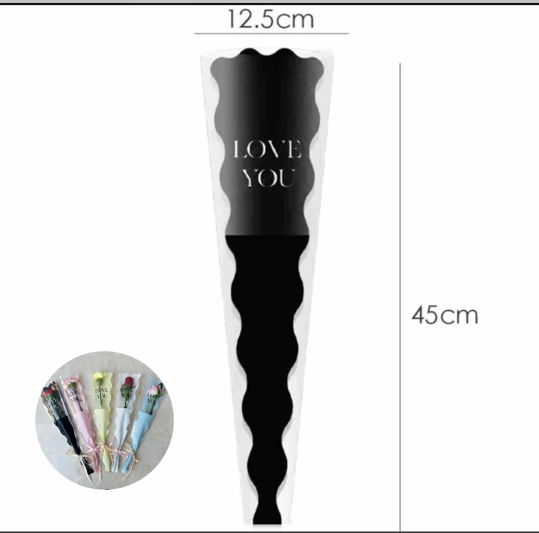 Wavy Flower Sleeves Black(Pack of 10)