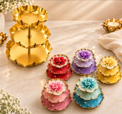 3 tier Lotus Candle Urli CU033