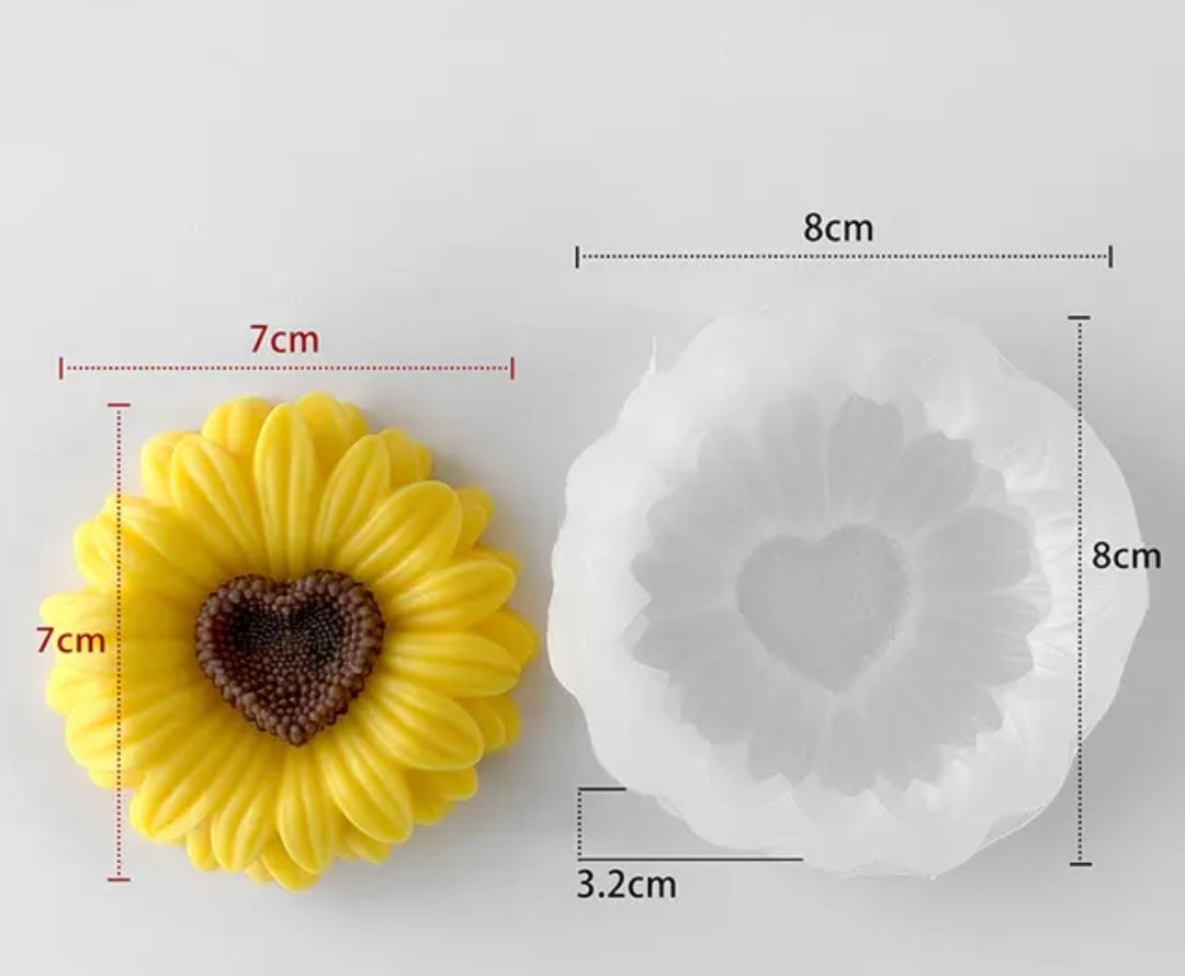 Heart Sunflower Candle mold - GB264