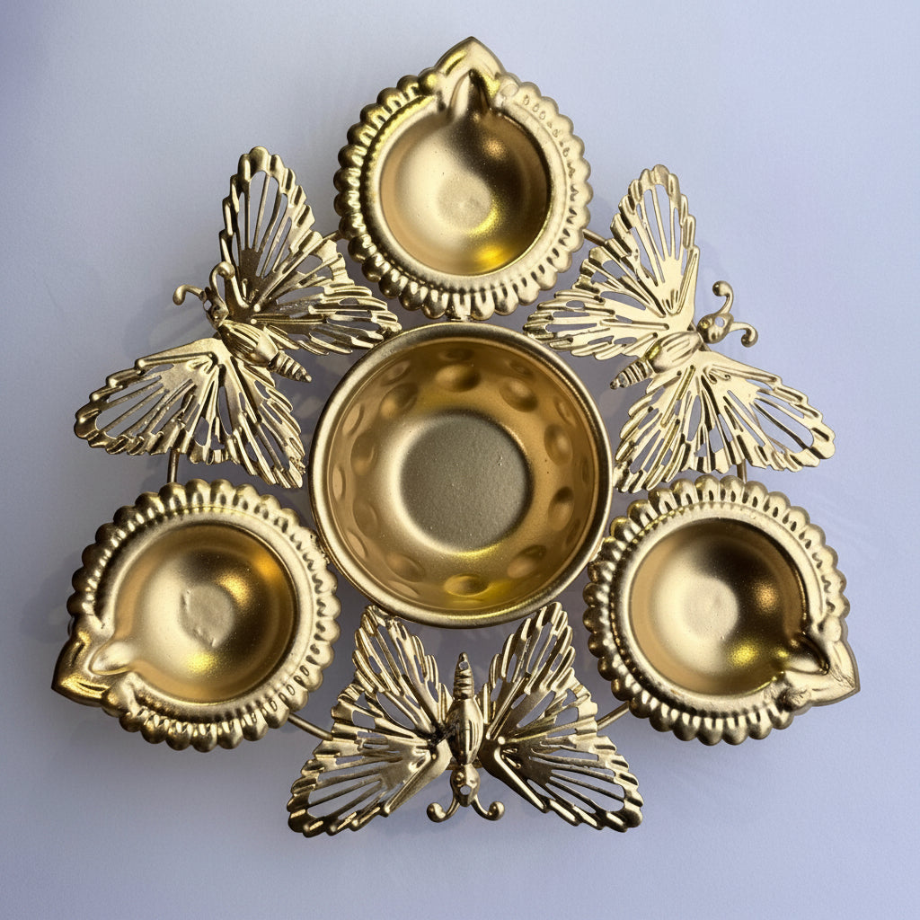 Butterfly Platter Candle Urli - CU023