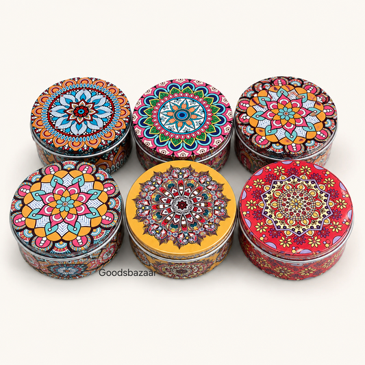 Straight Round Tin Jars(Set of 6) -